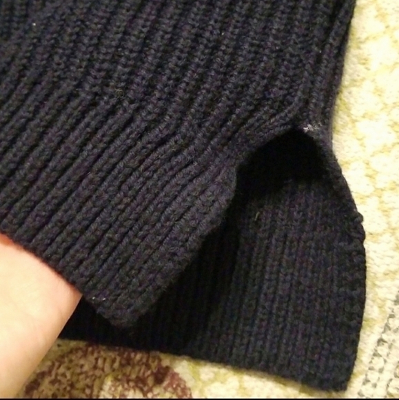 Gap Ribbed Navy Blue Sweater Women's Small S Round Neck Side Slits Cotton Wool - Picture 5 of 8